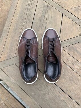 To Boot Brown Leather Slip-On Sneakers with White Sole